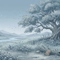 Enchanted Riverside Meadow Mural Wallpaper — Whimsical Blue Landscape Mural Wallpaper - room preview 04