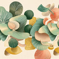 Abstract Organic Foliage Mural Wallpaper in Soft Sage and Salmon Mural Wallpaper - room preview 04