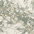 Abstract Foliage Line Art Mural Wallpaper with Gold Accents Mural Wallpaper - room preview 04