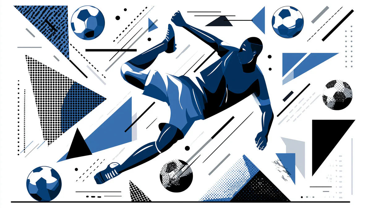 Dynamic Soccer Player Mural Wallpaper in Blue and White Mural Wallpaper - room preview 04