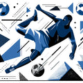 Dynamic Soccer Player Mural Wallpaper in Blue and White Mural Wallpaper - room preview 04