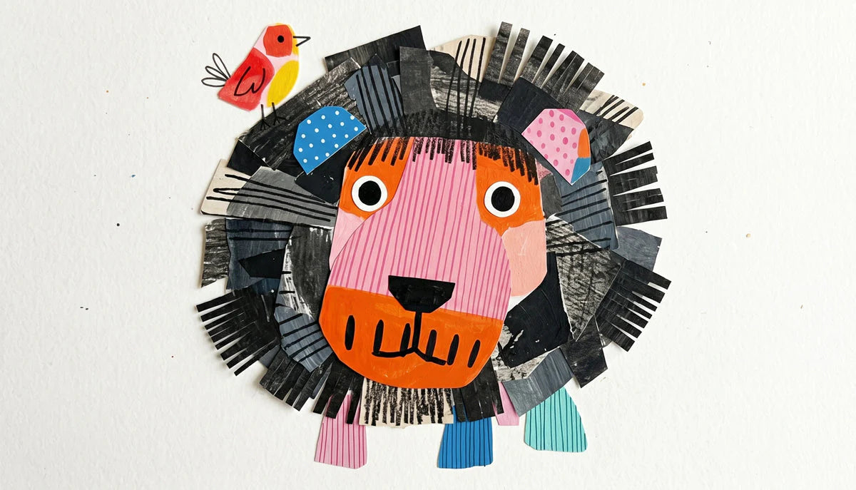 Abstract Lion Collage Mural Wallpaper — Playful Nursery Decor Mural Wallpaper - room preview 04