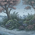 Enchanted Lakeside Mural Wallpaper with Hand-Drawn Floral Motif Mural Wallpaper - room preview 04