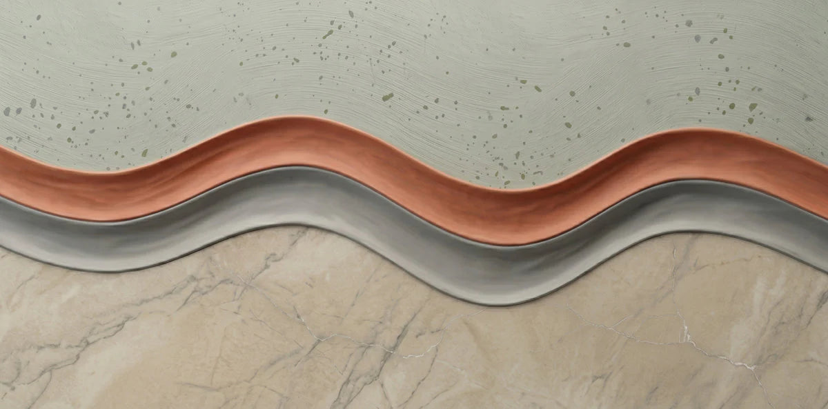 Abstract Wave Mural Wallpaper with Earthy Marble and Clay Tones Mural Wallpaper - room preview 04