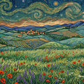 Van Gogh Inspired Countryside Mural Wallpaper — Impressionist Landscape Mural Wallpaper - room preview 04