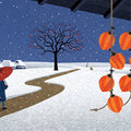 Japanese Winter Village Mural Wallpaper — Illustrative Scenic Mural Wallpaper - room preview 04
