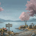 Riverside Blossom Mural Wallpaper — Soft Impressionistic Landscape Mural Wallpaper - room preview 04