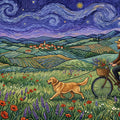 Van Gogh Inspired Countryside Mural Wallpaper with Cyclist Mural Wallpaper - room preview 04