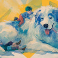 Giant Dog Playtime Mural Wallpaper — Artistic Childhood Illustration Mural Wallpaper - room preview 04