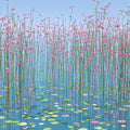 Floating Pink Meadow Mural Wallpaper — Whimsical Floral Art Mural Wallpaper - room preview 04