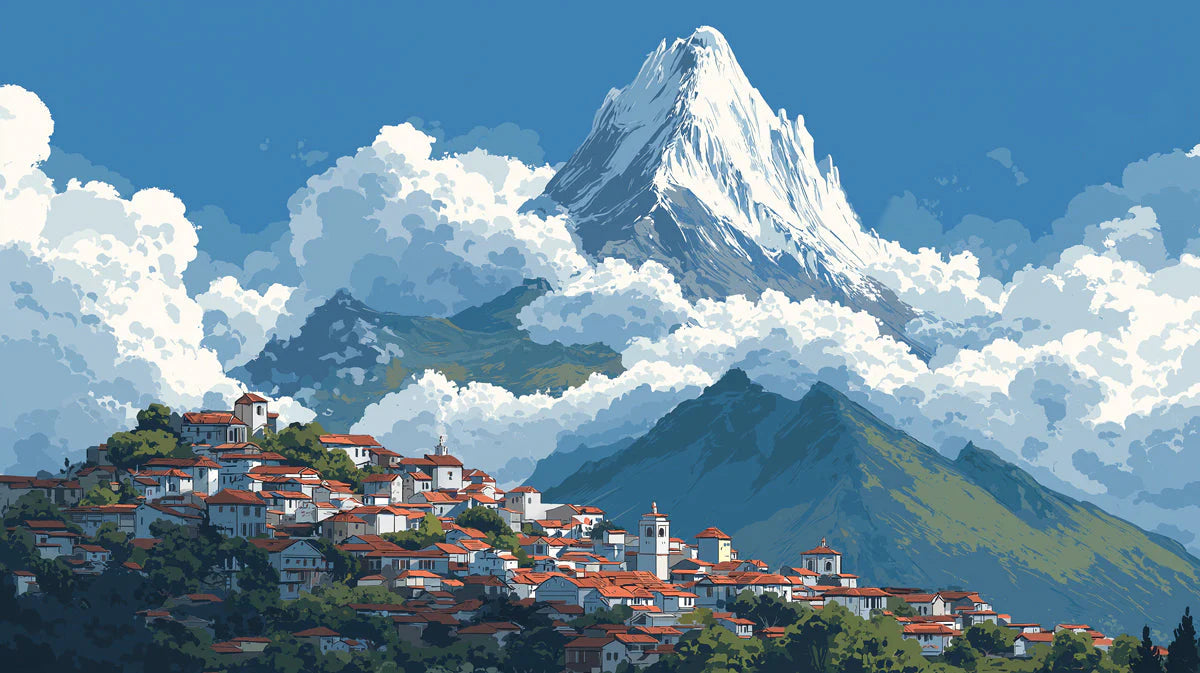 Alpine Village Mountain Mural Wallpaper — Mediterranean Scenery Mural Wallpaper - room preview 04