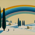 Mediterranean Landscape Mural Wallpaper with Rainbow Motif Mural Wallpaper - room preview 04