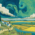 Van Gogh Inspired Countryside Mural Wallpaper — Impressionist Art Mural Wallpaper - room preview 04