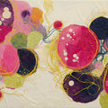 Abstract Cosmic Circles Mural Wallpaper in Vibrant Pink and Plum Mural Wallpaper - room preview 04