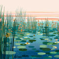 Marshland Sunset Mural Wallpaper with Water Lilies Mural Wallpaper - room preview 04