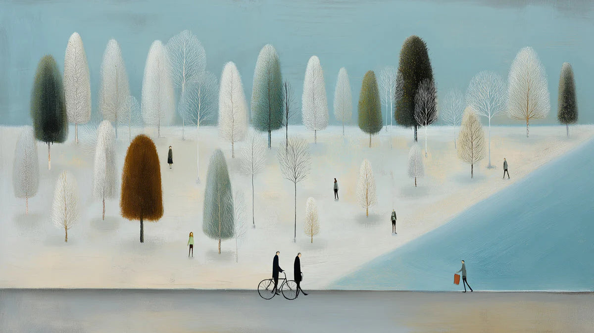 Winter Forest Stroll Mural Wallpaper — Impressionistic Scenery Mural Wallpaper - room preview 04