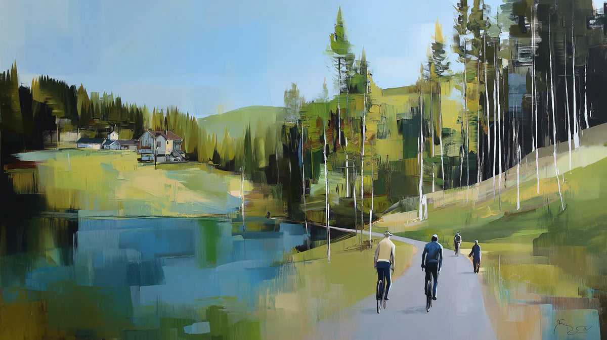 Cyclist Countryside Landscape Mural Wallpaper - room preview 04