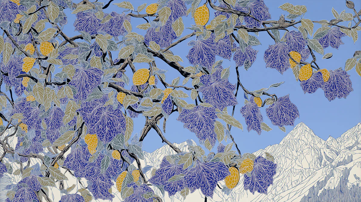 Mediterranean Citrus Orchard Mural Wallpaper — Artistic Botanical Mural Wallpaper - room preview 04