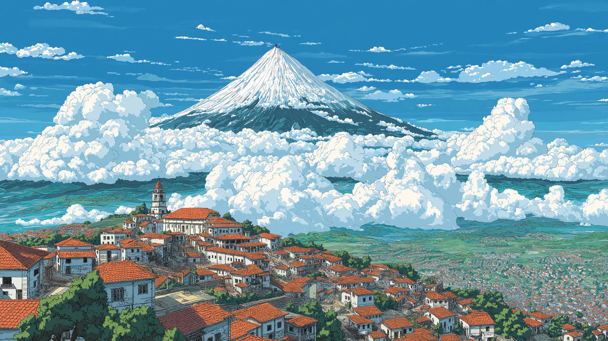 Mountain Village Landscape Mural Wallpaper —Cinematic Anime Style Mural Wallpaper - room preview 04