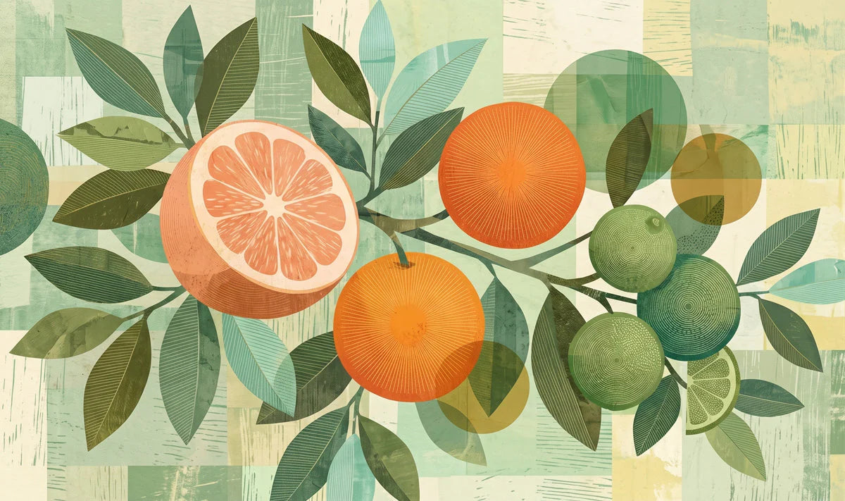 Citrus Grove Mural Wallpaper — Modern Botanical Wall Art Mural Wallpaper - room preview 04