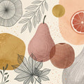 Modern Botanical Fruit Mural Wallpaper —Artistic Kitchen Decor Mural Wallpaper - room preview 04