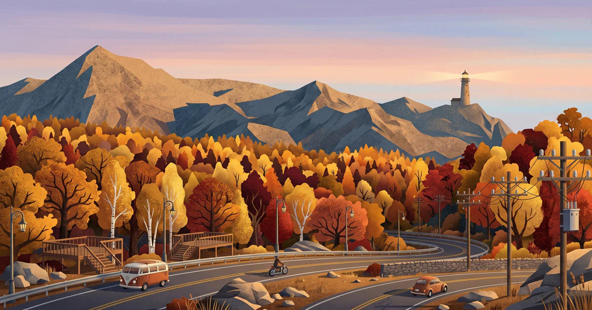 Autumn Mountain Road Mural Wallpaper — Scenic Landscape Design Mural Wallpaper - room preview 04