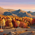 Autumn Mountain Road Mural Wallpaper — Scenic Landscape Design Mural Wallpaper - room preview 04