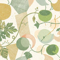 Botanical Sketch Mural Wallpaper — Ochre and Sage Abstract Mural Wallpaper - room preview 04