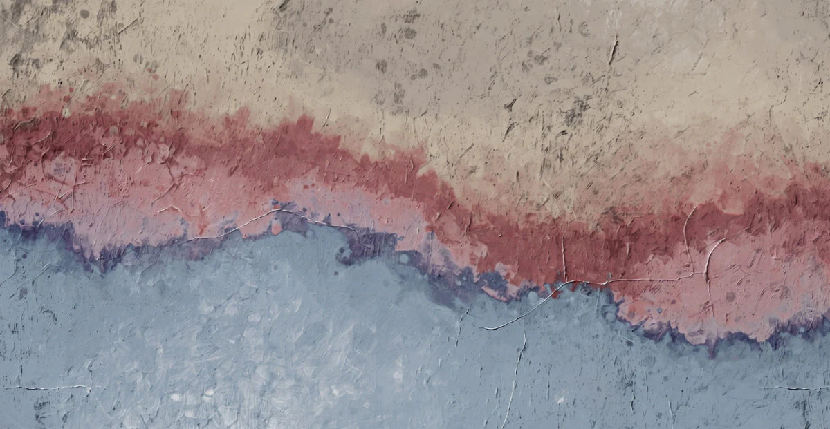 Abstract Horizon Mural Wallpaper in Dusty Rose and Slate Blue Mural Wallpaper - room preview 04