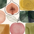 Modern Botanical Fruit Mural Wallpaper in Earthy Watercolor Tones Mural Wallpaper - room preview 04