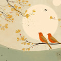Autumn Songbirds Mural Wallpaper — Soft Ochre and Sage Illustration Mural Wallpaper - room preview 04