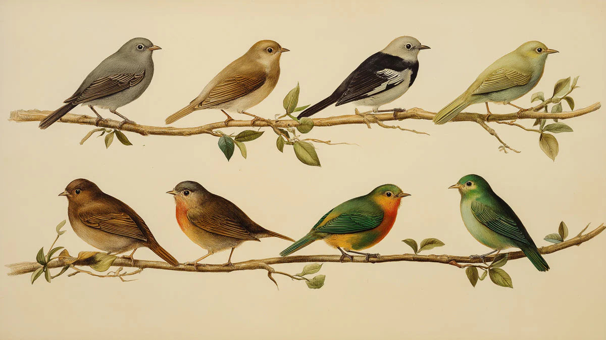 Vintage Ornithology Mural Wallpaper — Scientific Bird Study Mural Wallpaper - room preview 04