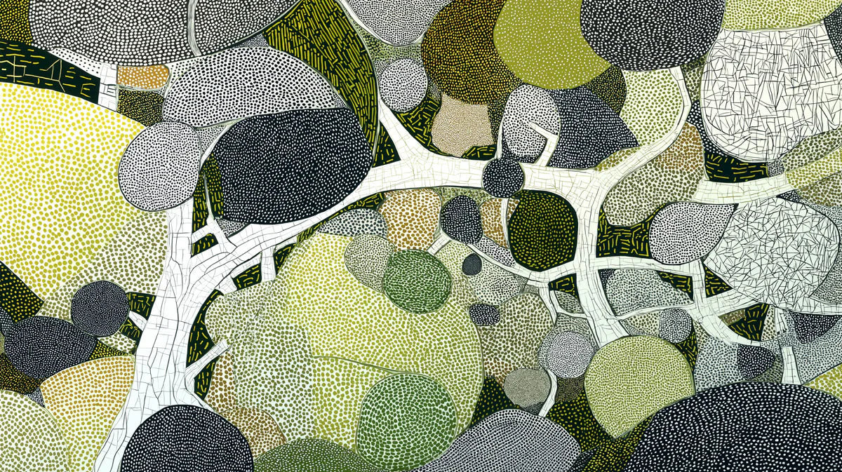 Abstract Forest Canopy Mural Wallpaper — Modern Dot Art Design Mural Wallpaper - room preview 04