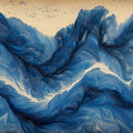 Indigo Fluid Marble Mural Wallpaper — Artistic Abstract Waves Mural Wallpaper - room preview 04