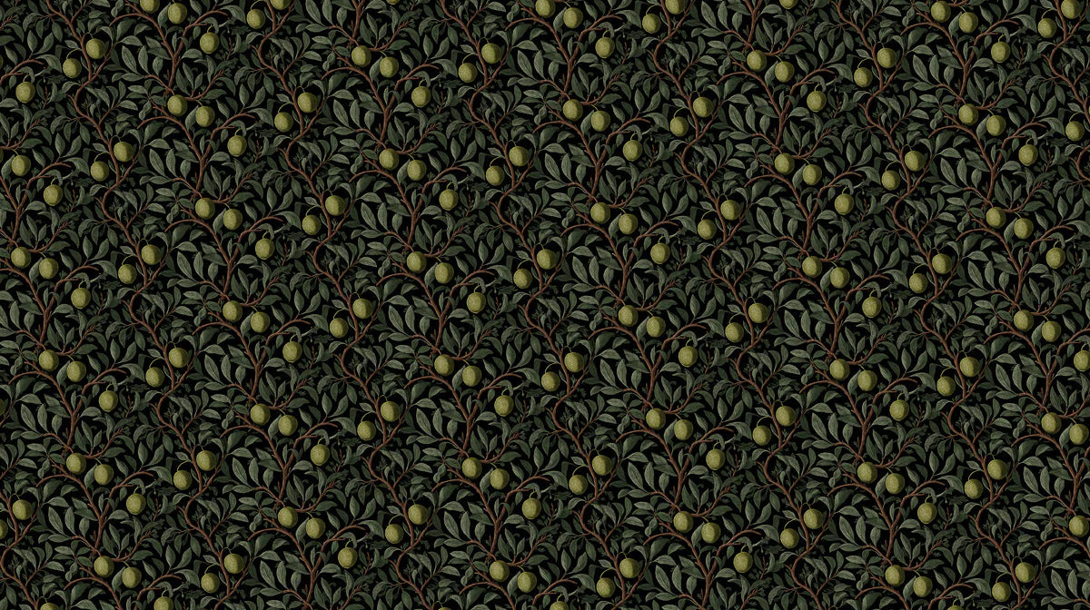 Olive Branch Botanical Mural Wallpaper — Dark Forest Green Aesthetic Mural Wallpaper - room preview 04
