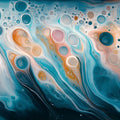 Fluid Motion Teal and Amber Abstract Mural Wallpaper - room preview 04