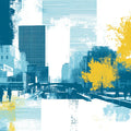 Urban Horizon Mural Wallpaper —Contemporary City Scene Mural Wallpaper - room preview 04