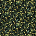 Olive Branch Botanical Mural Wallpaper — Dark Mediterranean Style Mural Wallpaper - room preview 04
