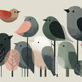 Minimalist Bird Flock Mural Wallpaper in Soft Earth Tones Mural Wallpaper - room preview 04