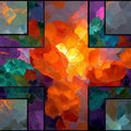 Stained Glass Floral Mural Wallpaper in Vibrant Oil Paint Style Mural Wallpaper - room preview 04