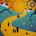 Folklore Narrative Mural Wallpaper in Bold Impressionist Style Mural Wallpaper - room preview 04