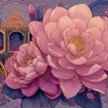 Royal Carriage Floral Mural Wallpaper in Dusty Rose and Navy Mural Wallpaper - room preview 04