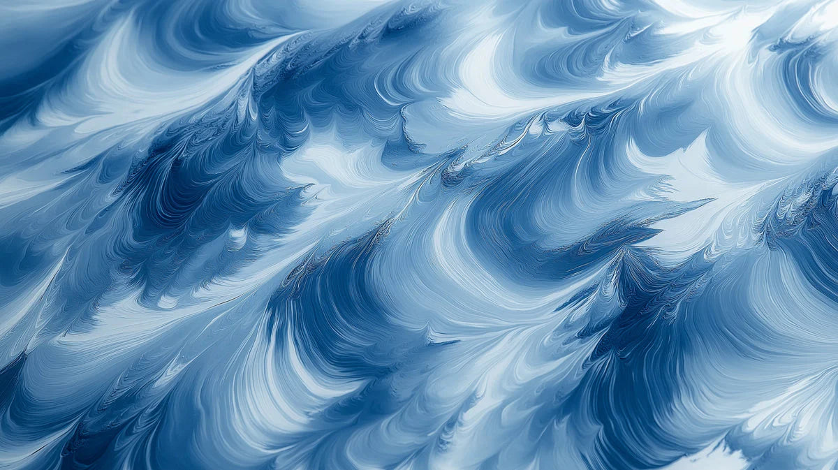 Ocean Swell Abstract Mural Wallpaper — Fluid Blue Brushstrokes Mural Wallpaper - room preview 04