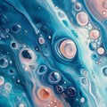 Oceanic Fluid Art Mural Wallpaper in Deep Teal and Soft Peach Mural Wallpaper - room preview 04
