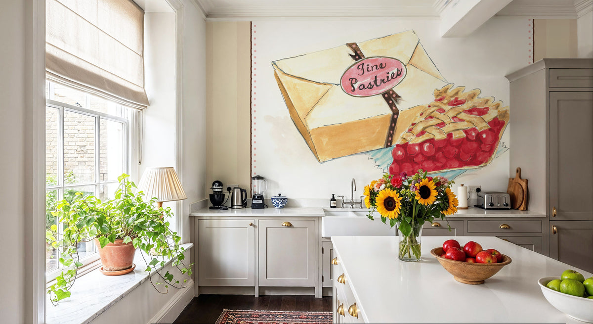 Slice of Pie on Stripes Mural Wallpaper - room preview 04