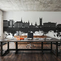 Vevey Switzerland Skyline Black & White Mural Wallpaper - room preview 04