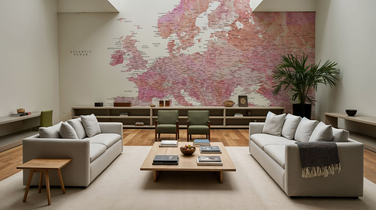 Europe Map Detailed - Tatiana Mural Wallpaper - room preview 04