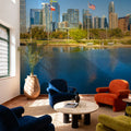 Urban Waterfront Mural Wallpaper - Blue Tone - room preview 04