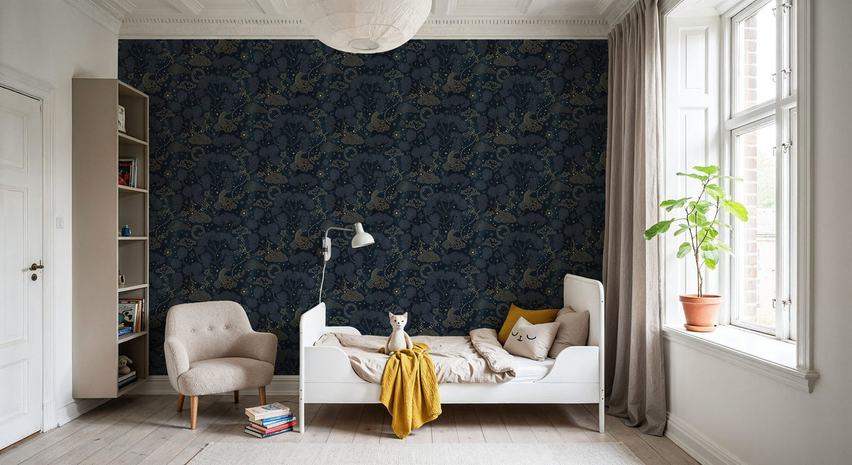 Moonlit Sky Petite, Midnight Mural Wallpaper - room preview 04