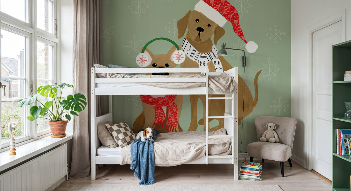 Puppy It's Cold Outside II Mural Wallpaper - room preview 04